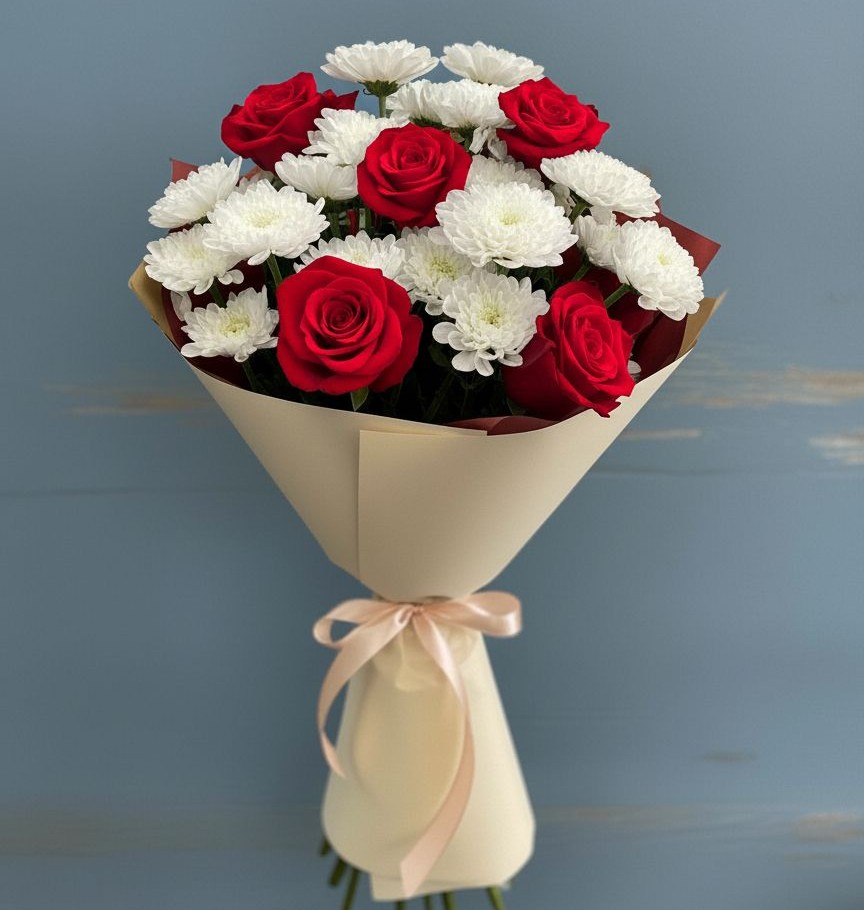 Букет цветов из: Розы и Хризантемы в Южноуральске