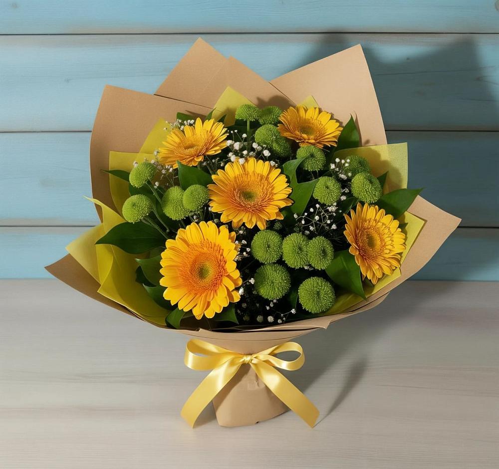Букет цветов из: Герберы и Хризантемы в Южноуральске