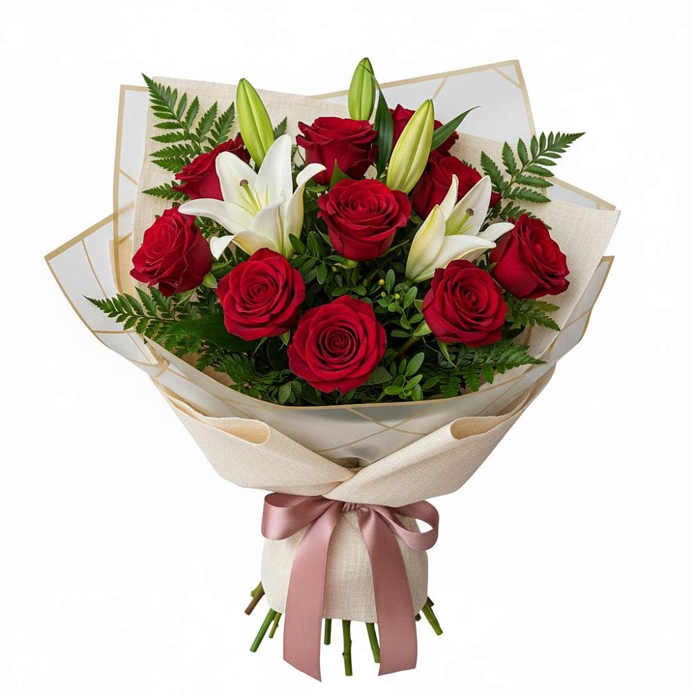 Букет цветов из: Лилии и Розы в Южноуральске