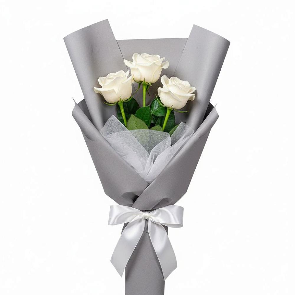 Букет 3 белые розы в Южноуральске
