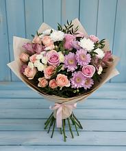 Букет цветов из:  Хризантемы, Розы и Альстромерии #REPLACE_PRED# Южноуральске