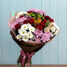 Букет цветов из:  Розы, Хризантемы и Альстромерии в Южноуральске