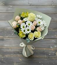Букет цветов из:  Альстромерии, Розы и Хризантемы в Южноуральске