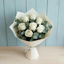 Букет Белые розы в Эвкалипте #REPLACE_PRED# Южноуральске