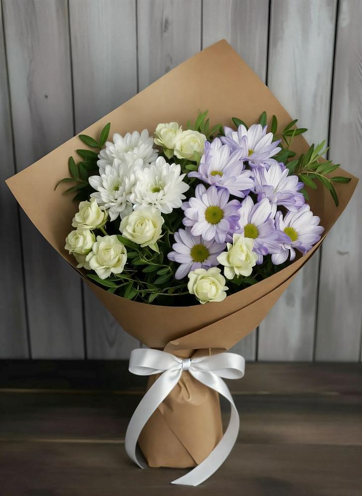 Букет цветов из: Хризантемы и Розы в Южноуральске